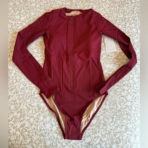 Mott50 Maroon Long Sleeve Bodysuit